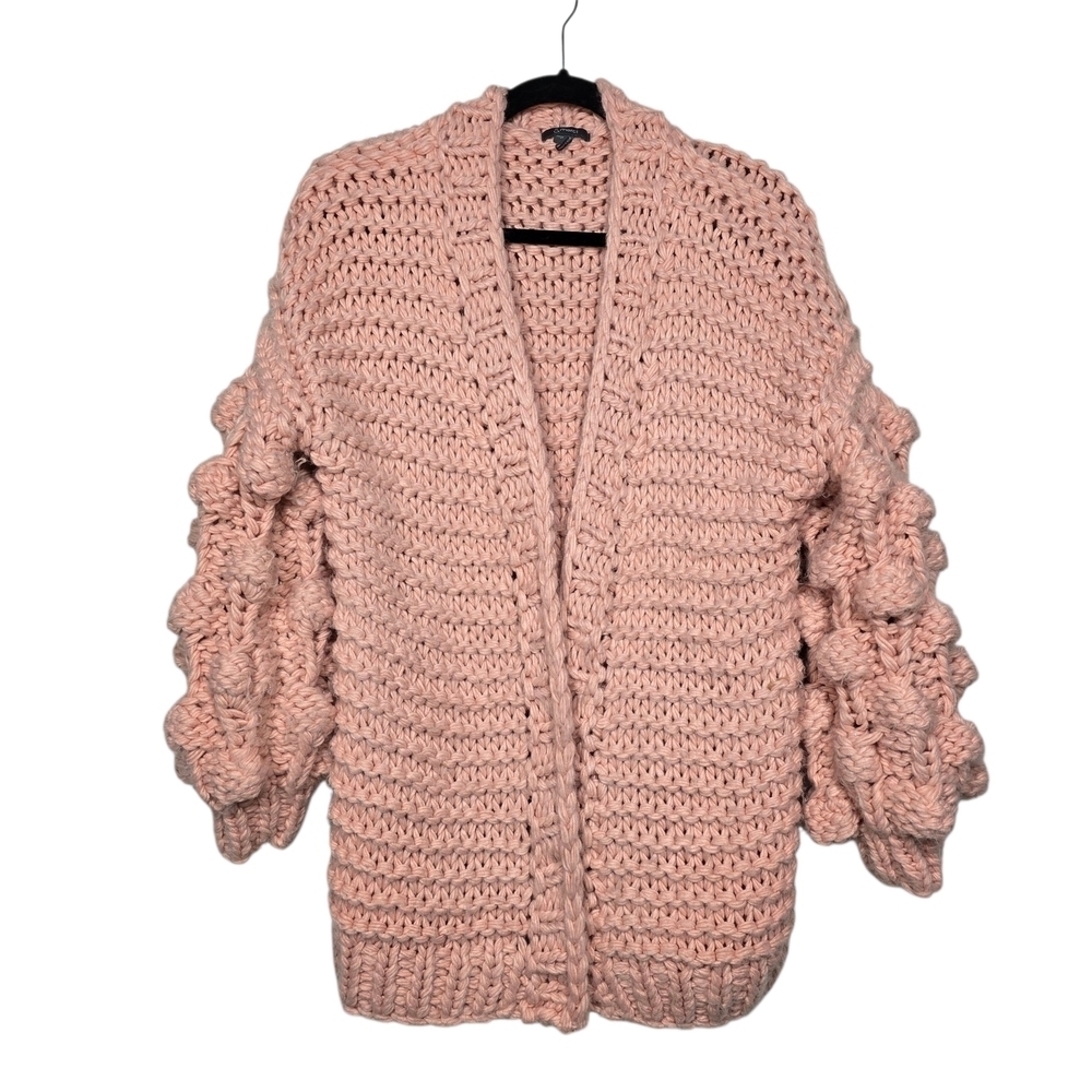 &merci Blush Ballon Sleeve Chunky Knit Pink Sweater